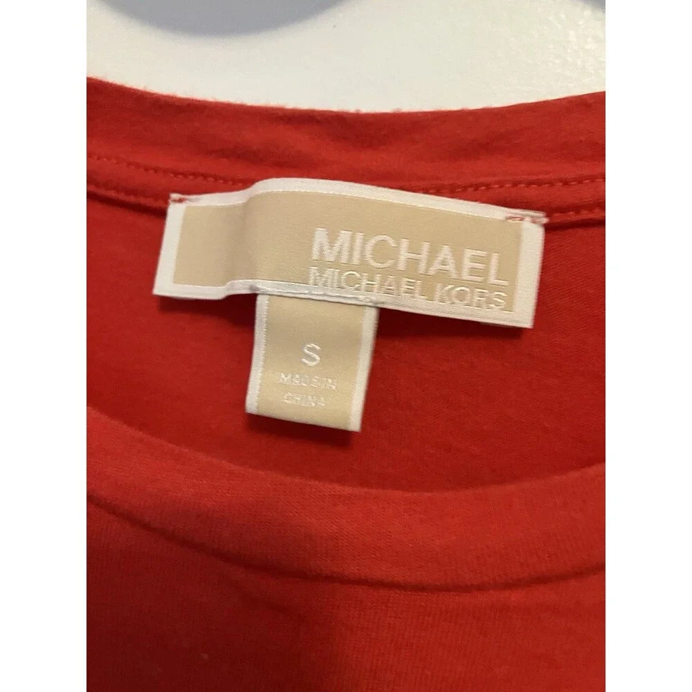 Michael - Michael Kors Red Top Women’s Small Ruffled Short Sleeve T-shirt